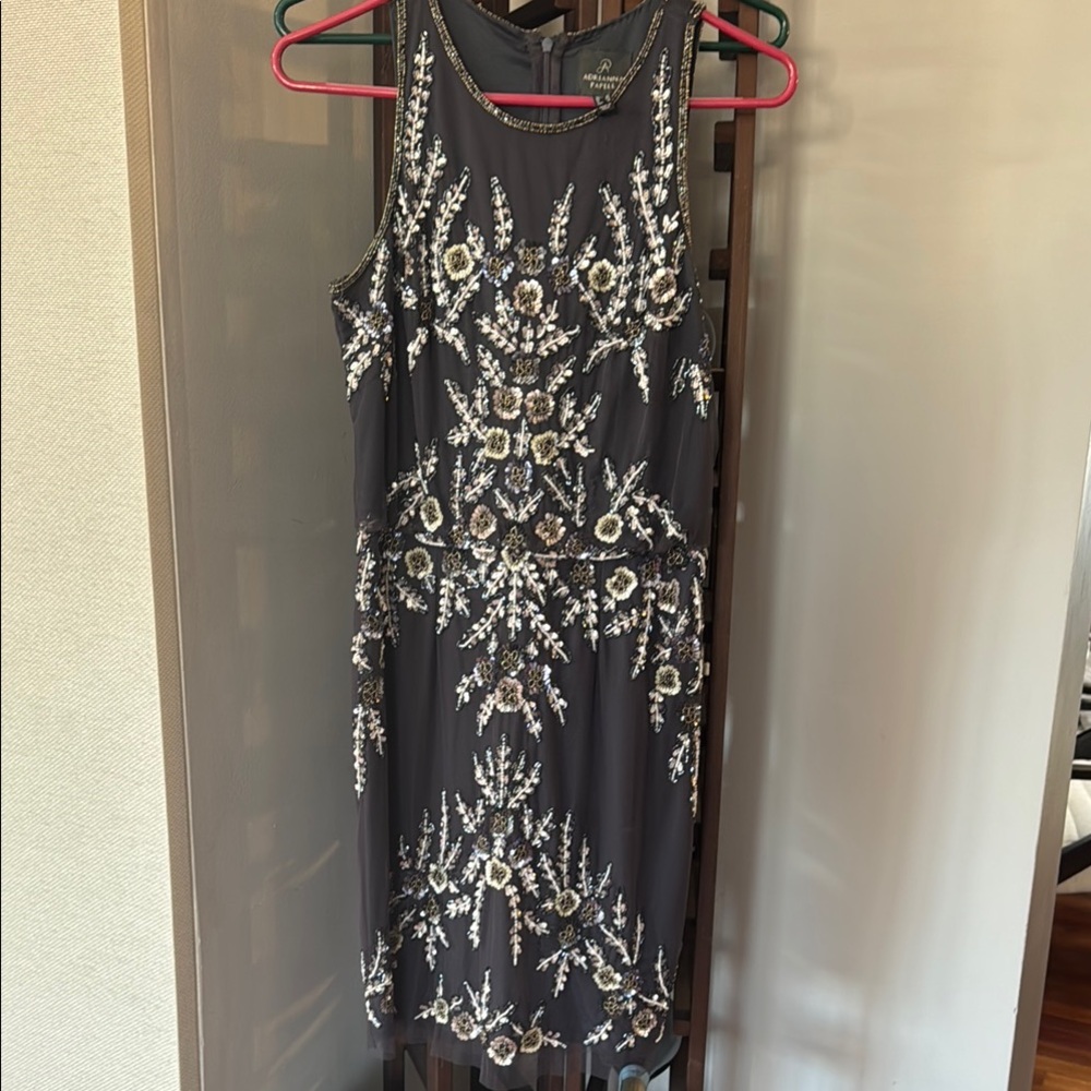 Elegant Embellished Gray Dress